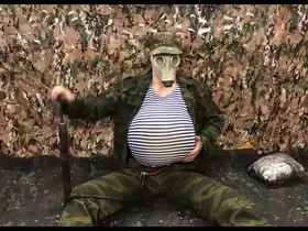 Russian Military man PUMPS His stomach with A PUMP in the Army and Cums in Your FACE!!! Inflate belly inflation